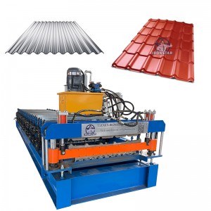 6 rib bamboo tile and corrugated shape double layer roll forming machine