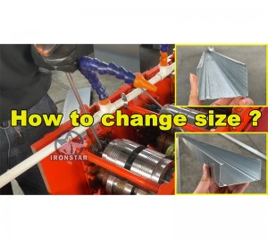 How to change size in 2 in 1 C channel roll forming machine ?