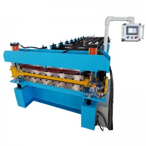 836 corrugated and rib roof sheet double layer roll forming machine for Peru